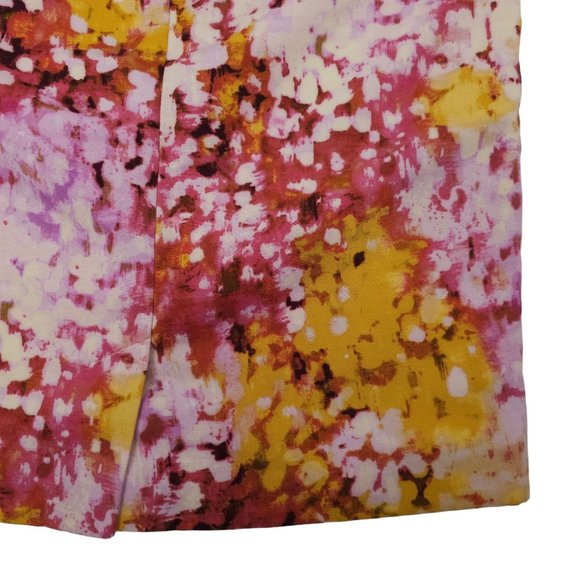 Ann Taylor Loft Floral Petite Pencil Skirt Womens 0P Lined Side Zip Pink Yellow - Picture 16 of 16